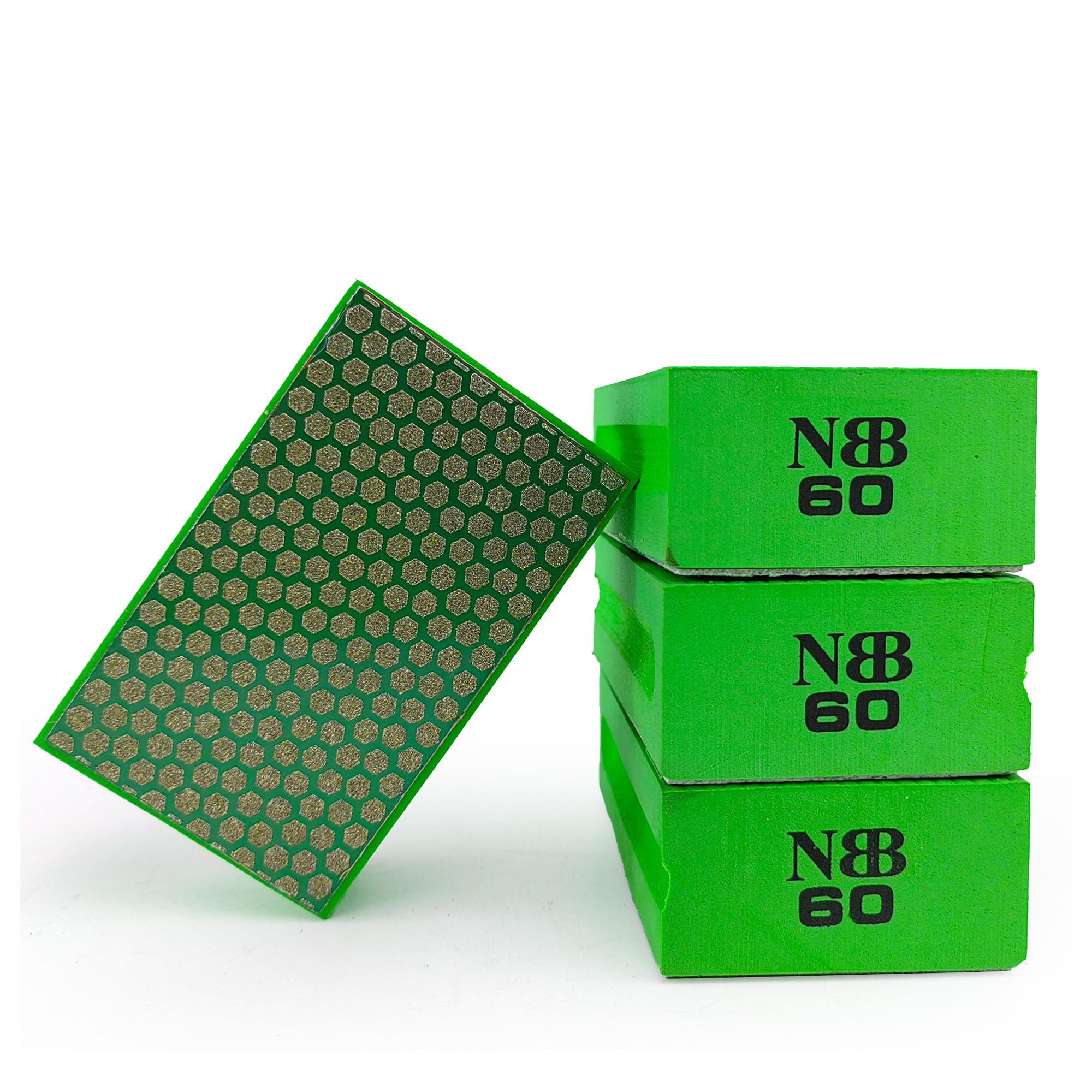 NBB Diamond Sanding/Polishing Pad Diamond Hand Buffing Pad Sanding Block with Foam Sponge Backing for Buffing and Grinding Sharp Edges and Plane of Granite Marble Stone Glass Ceramic (4, 60#H)