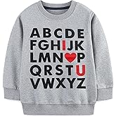 MUJOQE Toddler Boy Girl Sweatshirt ABC Alphabet I Love U Valentine Day Outfit Kids Heart Long Sleeve Shirts 2-7 Years
