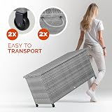 CASARIA 270 Litre Polyrattan Storage Box with Wheels Grey 117x53x60cm view 7