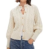 PEHMEA Womens Short Cardigan Sweaters, Soft Twist Knit Fall Winter Chunky Open Front Button Sweaters for Women
