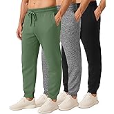 Real Essentials 3 Pack: Men's Cotton Fleece Jogger Sweatpants – Casual Comfy Athletic Pants with Pockets (Big & Tall)
