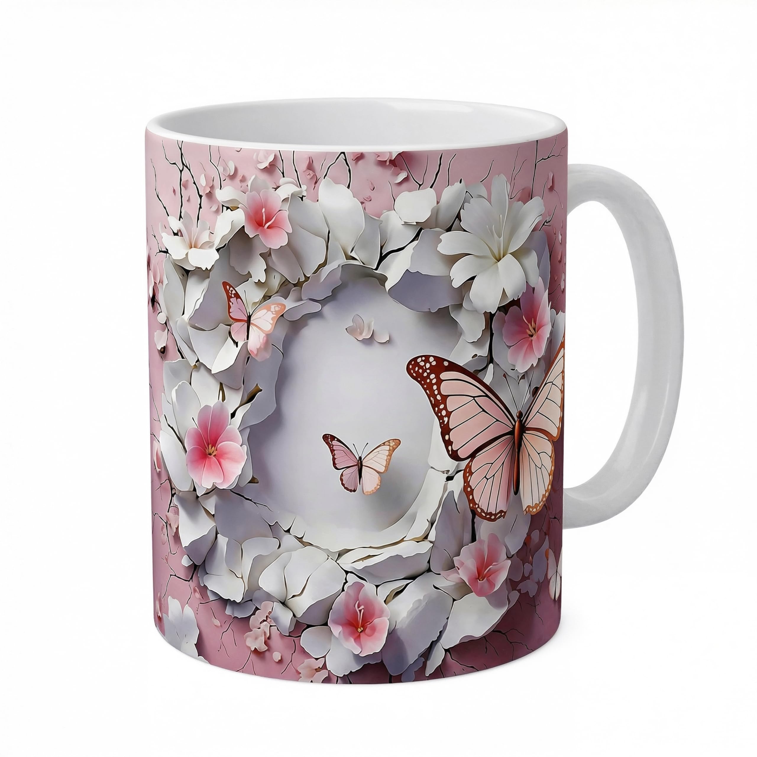 Shopi Zone Ceramic Coffee Mug, Butterflies, Floral Mug, Creative Mug, Unique Mugs for Unforgettable Moments