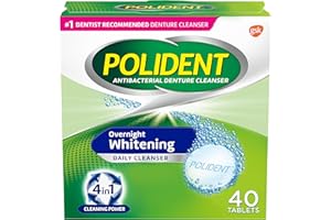 Polident Overnight Whitening Denture Cleanser Tablets - 40 Count