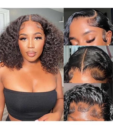 Amazon.com : Ebarly 300 Density Sassy Bob Wig Human Hair  display picture 3