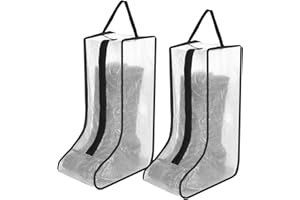 YYLAIIRE 2 Pcs Clear Tall Boot Bags for Cowboy Boots, Visualization Boot Storage Bag, Waterproof, Dustproof, Portable, Suitable for Travel and Daily Use, Foldable, Leather Shoes, Sneaker Storage (Black Border)