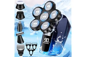 COSUIOVEI Head Shaver for Bald Men,6 in 1 Bald Head Shavers for Men Cordless, Electric Shavers for Men Bald Head Shaving,Wet Dry Electric Razor for Mens Head Face Hair,Waterproof Man Razors Grooming Kit Gift