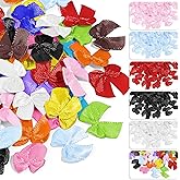 200pcs Mini Ribbon Bows for Crafts, 1" Small Satin Ribbon for Gift Wrapping, Sewing, Party Favors, Christmas Decor, DIY Cheer Pins Cards Hair Clips Tutu (Multicolor)