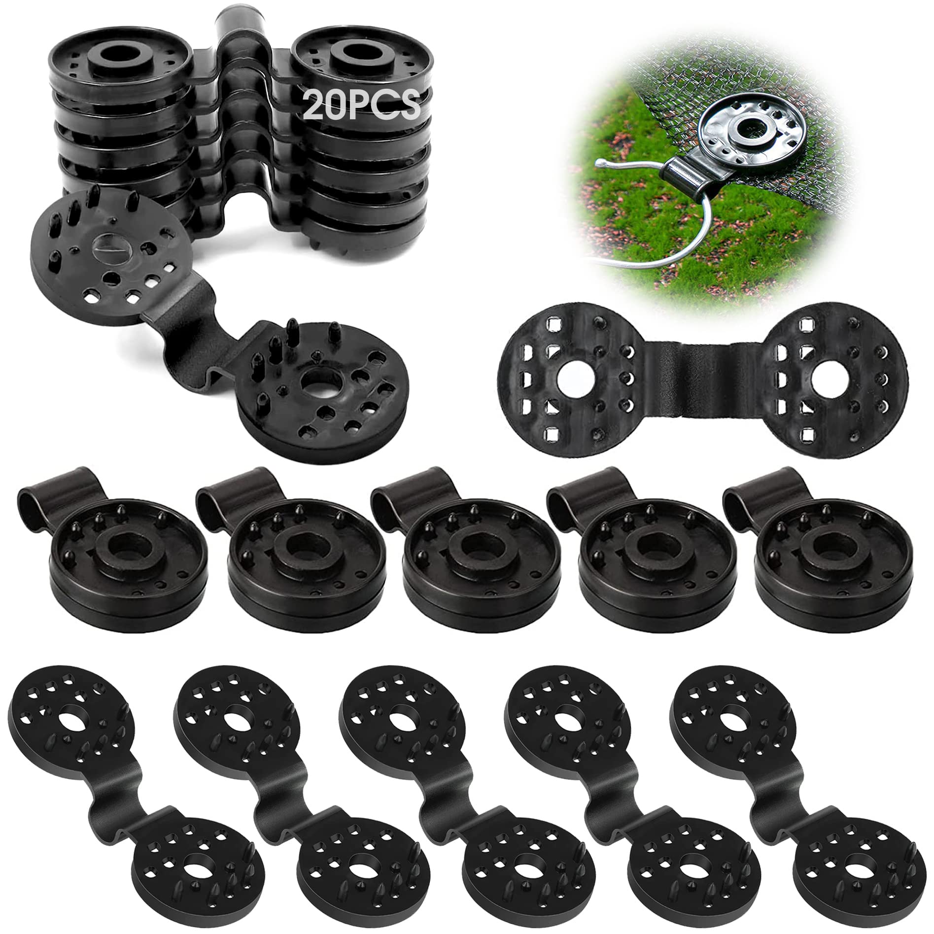 Zeyevan Black Sunshade Clip Shade Cloth Clip, 20pcs Sunshade Net Clamp Round Shade Netting Clips Tarpaulin Fixing Clamp Bird Netting Clips for Greenhouse Outdoor Garden