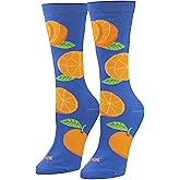 Cool Socks - Oranges Crew Socks - Unisex Medium - Fun Fruit Graphic Print - Comfortable Soft Fabric - Novelty Gift