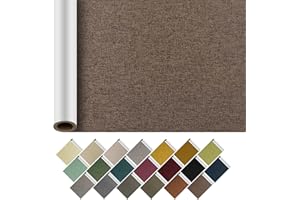 ILOFRI Linen Fabric Patches Tape Self Adhesive 16x60 inch, Durable Fabric Couch Repair Kits for Upholstery, Furniture, Sofa, Car Seats, Office Chair, Clothing, Jackets, Crafts - Coffee Brown 2.0