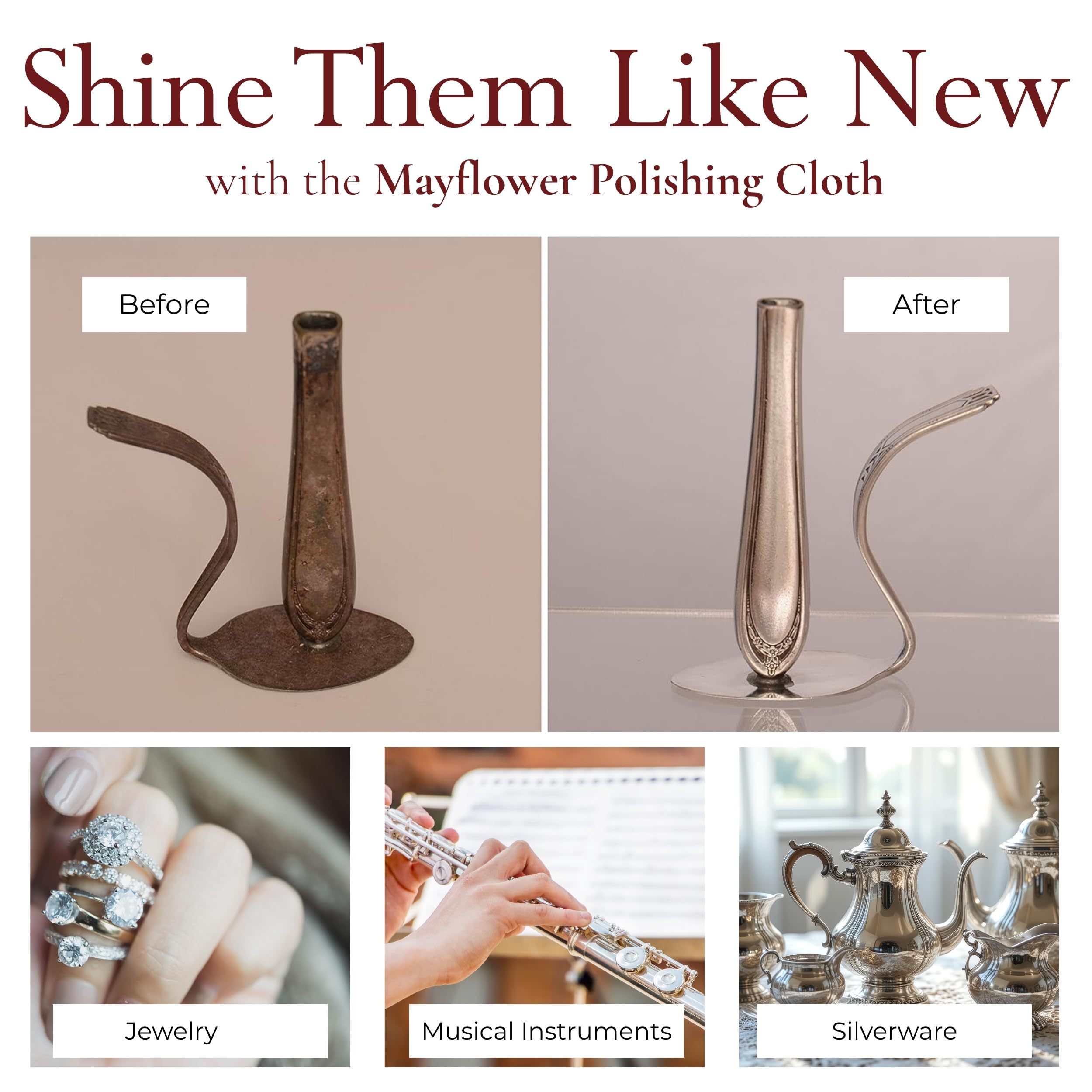 Pro Size Polishing Cloth Set of 2 Large Cleaning Cloths Pure Cotton Made in USA for Gold Silver and Platinum Jewelry Coins Watch, Silverware 11 x 14 inches each Tarnish Remover Keeps Jewelry Shining