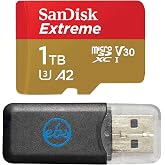 SanDisk MicroSD 1TB Extreme Memory Card Compatible with Insta360 X3, X4, X5 | Compatible with all Insta360 Action Camera Models (SDSQXAV-1T00-GN6MN) Bundle with (1) Everything But Stromboli Card Reader