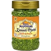 Rani Fenugreek Leaves Dried (Kasoori Methi) 1oz (28g) PET Jar ~ All Natural | Vegan | Gluten Friendly | Non-GMO | Kosher | In