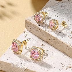 Hayoso Cubic Zirconia Stud Earrings for Women Men