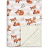 Fox Kid Blankets for Girl Boy - 30 x 40 Minky Blanket with Double Layer Dotted Backing - Shower Gifts for Nursery