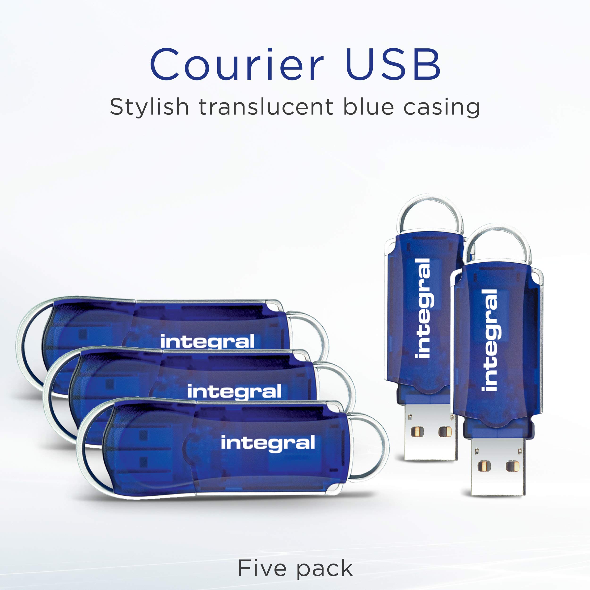 Integral 64GB 5-pack USB Memory 2.0 Flash Drive Courier Blue
