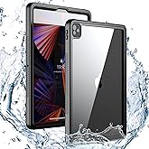 Designed for 2021/2022 iPad Pro 12.9-inch Waterproof Case (5th Generation/6th Generation) Shockproof Drop Proof Full Body with Screen Protector Protective Cover with Lanyard and Kickstand