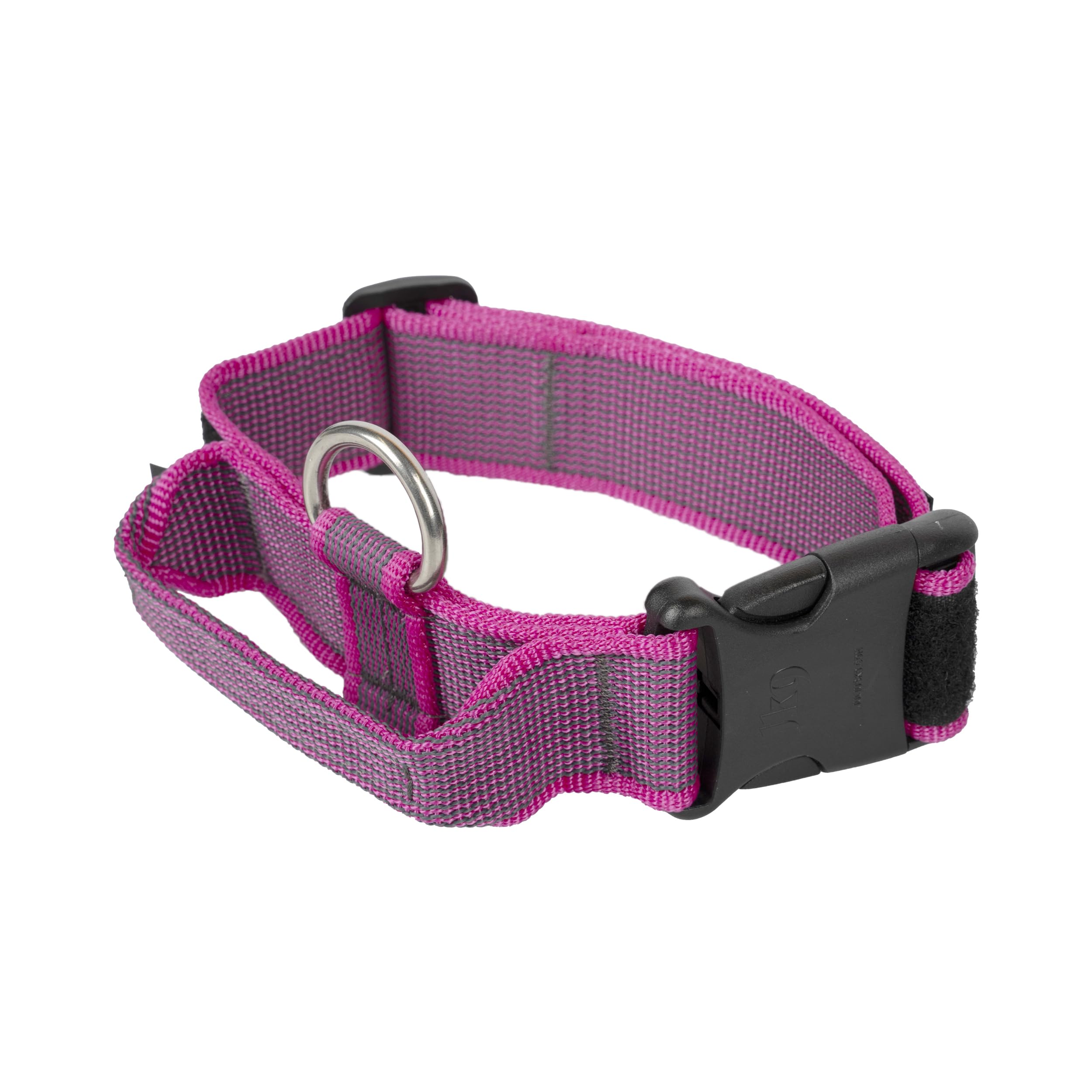 Julius-K9 Color and Gray Collar with Handle and Interchangeable Patch, 40 mm (38-53 cm), Pink-Gray — image 1