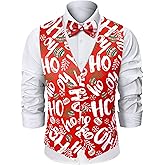 Fashonal 2-Piece Mens Halloween Christmas Suit Vest & Bow Tie S-3XL