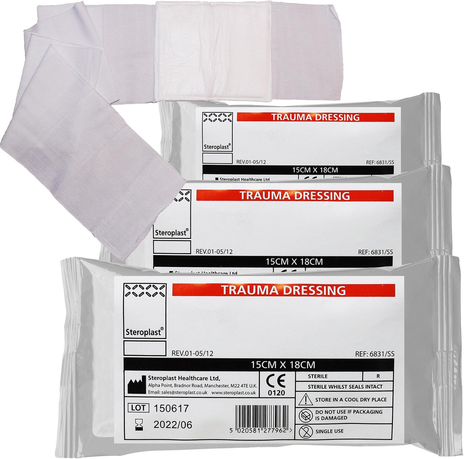 Steroplast Trauma Wound Injury FFD Haemostatic Bleed Control Field Sterile Bandage Dressing