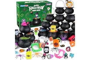 AUROTOPS Halloween Party Favor for Kids, 24 Pack Prefilled Small Plastic Witch Cauldron Halloween Miniatures Novelty Toy in Bulk, Halloween Trick or Treat Toys Prizes Rewards Gifts Miniatures for Kids