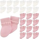 Bonuci 8/24 Pairs Preemie Socks Baby Girls Premature Baby Cotton Turn Cuff Bubble Preemie Socks Nicu for Newborn Hospital