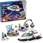 LEGO City Spaceship and Asteroid Discovery Toy Building Set, Gift for Kids Ages 4 Years Old and Up who Love Pretend Play, Includes 2 Space Crew Minifigures, Alien, Crystals, and Crane Toy, 60429