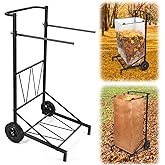 CAROD Trash Bag Holder, Adjustable Metal Leaf Bag Holder from 30-45 Gallon Capacity, Mobile Garbage Bags Cart, Outdoor Garden Leaf Bags Stand for Yard & Lawn Cleanup, Gardening, Camping, Parties