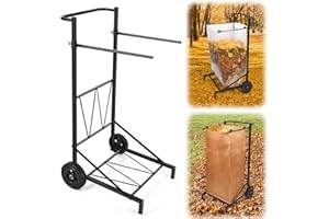 CAROD Trash Bag Holder, Adjustable Metal Leaf Bag Holder from 30-45 Gallon Capacity, Mobile Garbage Bags Cart, Outdoor Garden Leaf Bags Stand for Yard & Lawn Cleanup, Gardening, Camping, Parties