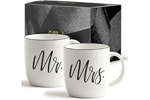 Triple Gifffted Mr and Mrs Coffee Mugs Couples Gifts Ideas for Christmas Wedding Anniversary Engagement Valentines His Hers P