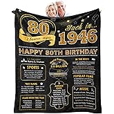 80th Birthday Gifts for Women Men, Best Gifts for 80th Birthday, 80 Year Old Birthday Gifts for Women, 1946 Birthday Gift for 80 Year Old Woman Man, 80th Birthday Gift Ideas Throw Blanket 60 x 50 Inch