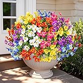 Besteek 16 Bundles Artificial Flowers for Outdoors Decoration, Fake Pansy Flowers UV Resistant Silk Faux Pansies Spring Plants for Outside Planter Window Box Front Door Yard Home Decor, Mixed Colors