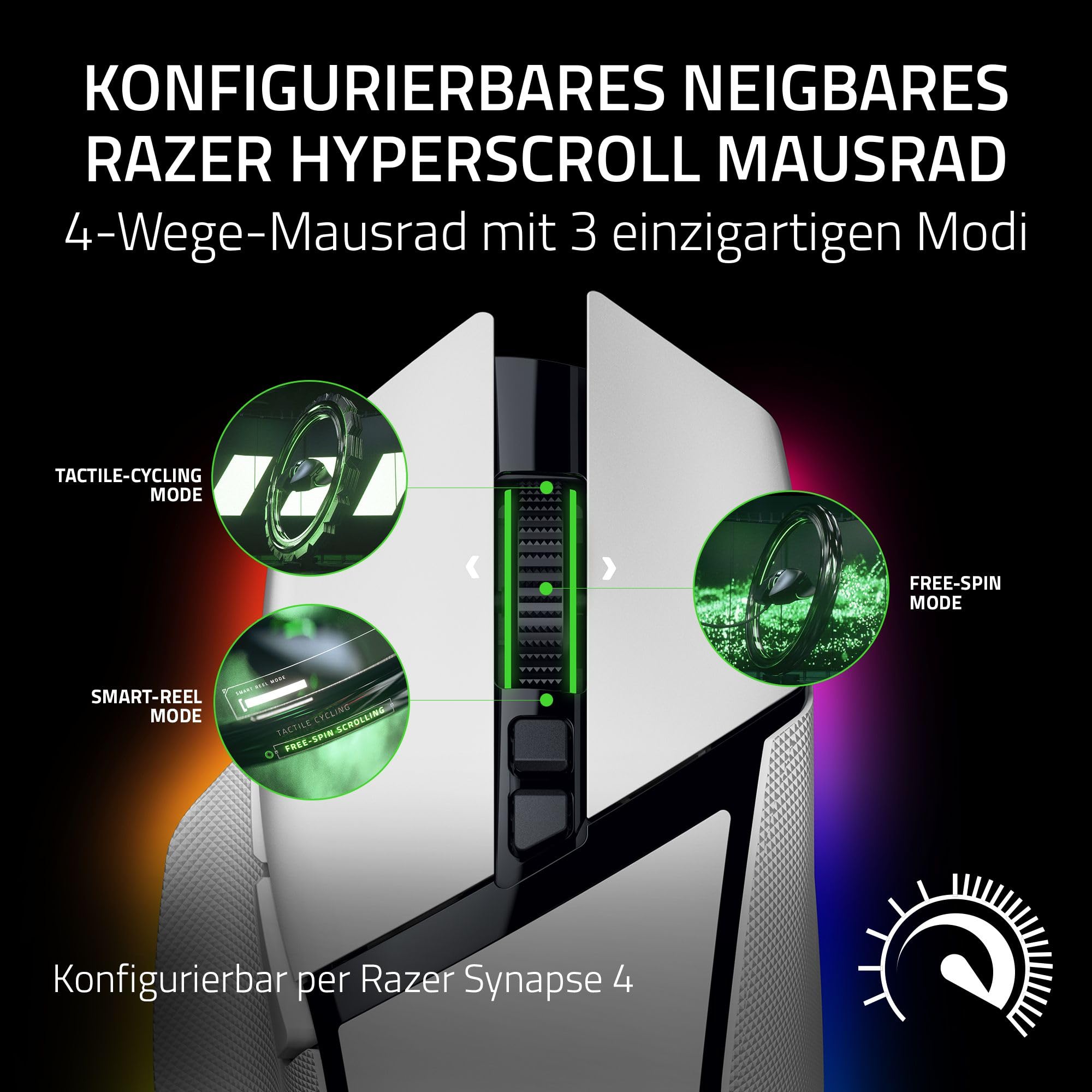 Razer Basilisk V3 Pro - Anpassbare kabellose Gaming-Maus HyperScroll Tilt Wheel - Focus Pro 30K Optischer Sensor - 13-Zonen Chroma-Beleuchtung - 10+1 Programmierbare Tasten - PC/Mac | Weiß 2