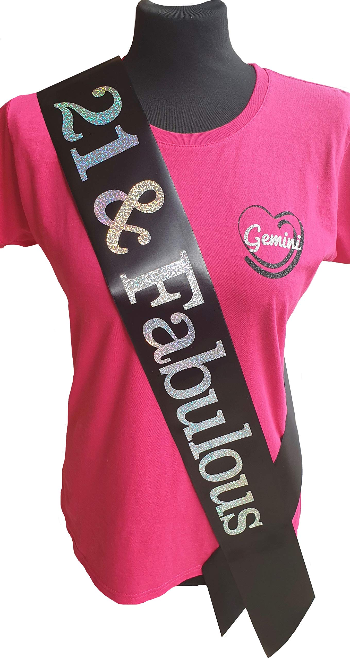 Gemini Ribbons - 21 and Fabulous - 21st Birthday Sash - Holographic - 21st Birthday Party - Womens Mens - Gift