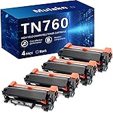 Mulakn TN760 for TN760 Toner Cartridges Used to MFC-L2750DW MFC-L2710DW HL-L2350DW HL-L2395DW HL-L2370DW DCP-L2550DW Printer High Yeild Black — 4PK