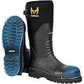 Rubber Work Boots with 800g Insulation, Puncture-Proof Steel Toe & Shank, Lightweight EVA Outsole Waterproof Insulated Neoprene Hunting Boots for Farming, Construction and Manufacturing (Size 6-14)