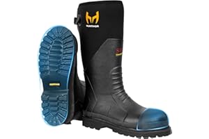HUNTHOR Rubber Work Boots with 800g Insulation, Puncture-Proof Steel Toe & Shank, Lightweight EVA Outsole Waterproof Insulated Neoprene Hunting Boots for Farming, Construction and Manufacturing (Size 6-14)
