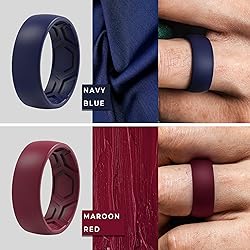 ThunderFit Men's Patterned Silicone Rings, 8mm Wide