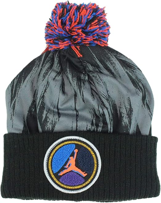 Amazon.com: NIKE Boy's Air Jordan Jumpman Pom Knit Winter Cap Hat Black/Wolf Grey Graphic, Blue 