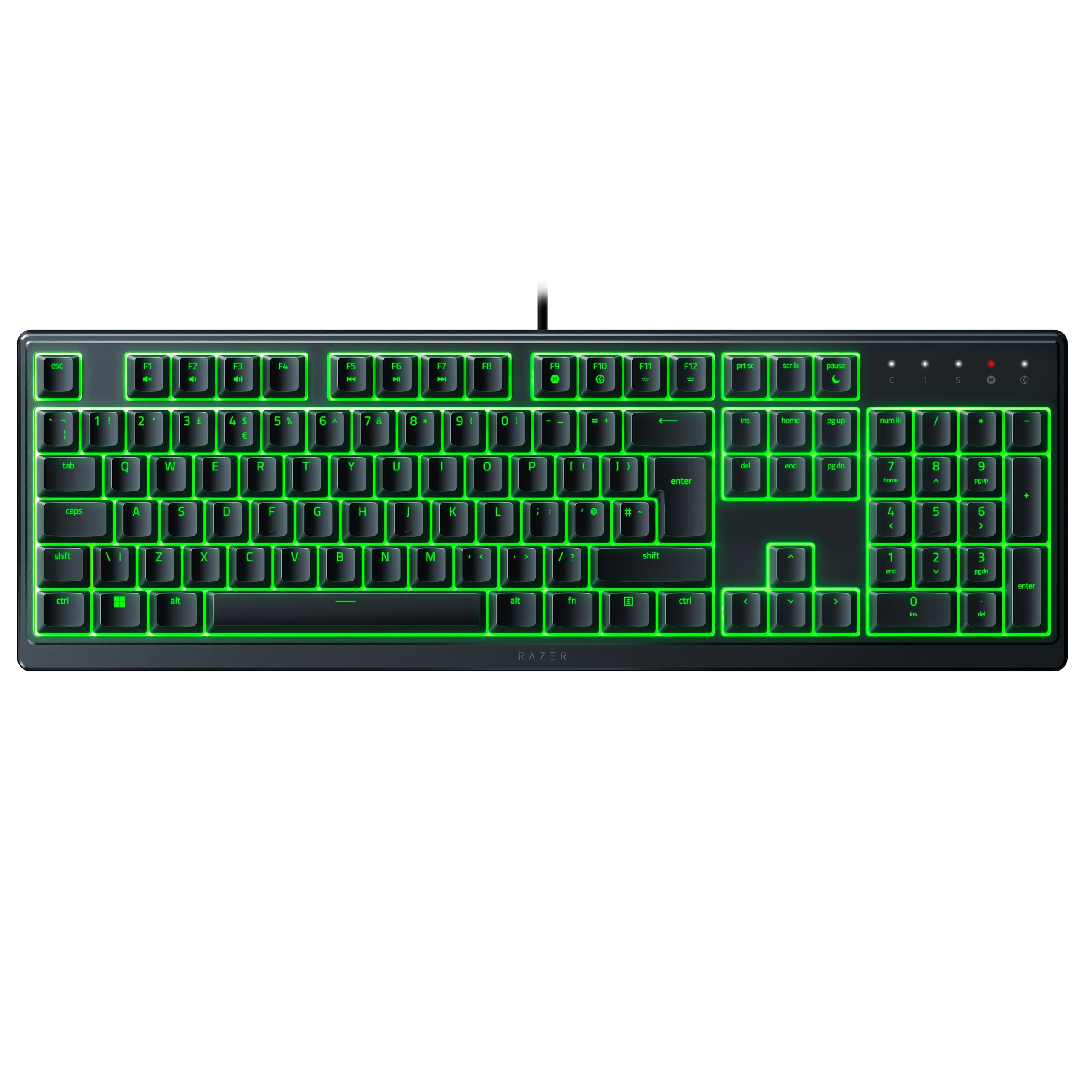 Razer Ornata V3 X - Low Profile Gaming Keyboard (Silent Membrane Switches, UV-Coated Keycaps, Durable, Spill-Resistant Design, Ergonomic Writst Rest) QWERTY UK Layout | Black