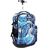 Tilami Rolling Backpack, 18 inch Shoulder Drop, Concealed Pockets and Wheel Cover, Laptop Backpack for Boys and Girls, Painting Blue