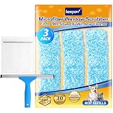 KEEPOW 3 Pack 10" Microfiber Window Scrubber Refill Compatible with MR.SIGA | Window Scrubber Refill Replacement Compatible with Ettore Professional Cleaning, Reusable &amp; Washable Window Squeegee, 3 Pack