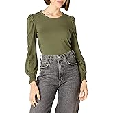 Amazon Essentials Women's Long-Sleeve Crewneck Smocked Cuff T-Shirt