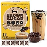 Twrl Brown Sugar Boba Pearls for Bubble Tea, 6 Single-Serve Packs | Taiwanese Boba Pearls, Caf&eacute;-Style Tapioca Topping for Milk Tea, Coffee, Ice Cream &amp; Desserts; Gluten-Free &amp; Plant-Based