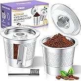 CAPMESSO Reusable K-Cups for Keurig: Upgraded Dual-Mesh Reusable Coffee Pods for Richer Coffee NO Grit - Universal Stainless Steel Coffee Filter for Keurig 1.0 Coffee Maker, Eco-Friendly (2 Pack)
