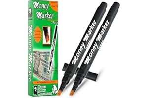 HVM Counterfeit Money Detector Pen (2 Counterfeit Pens) - Money Marker Bill Detector Pen with Upgraded Chisel Tip - Detect Fake Bills, Universal False Currency Checker Pack