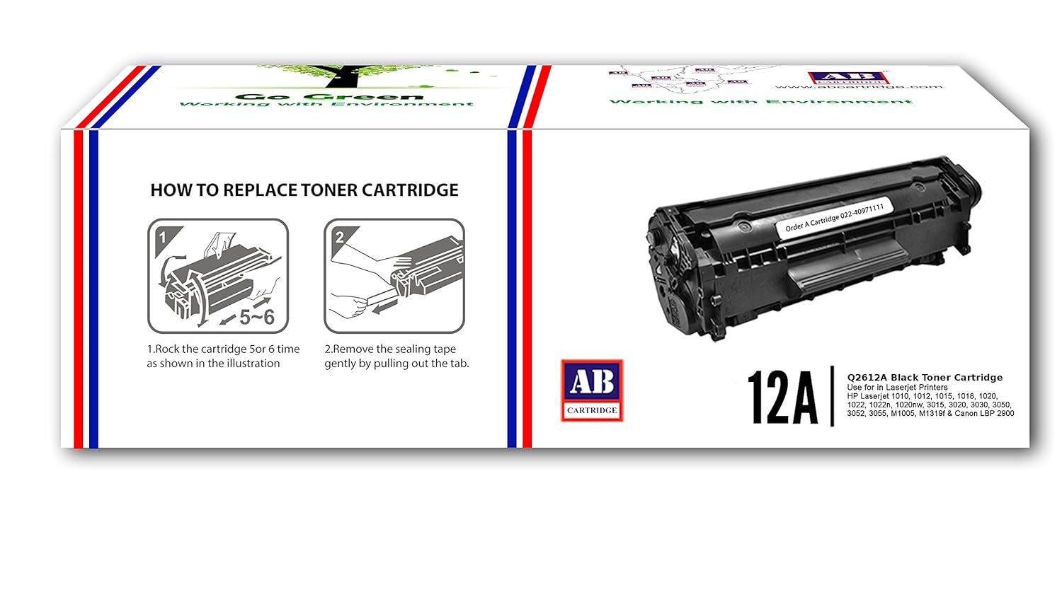 AB Cartridge 12A Black Toner Q2612A/ Compatible for HP LaserJet Series:  Amazon.in: Computers & Accessories