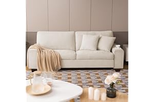 DOPEDIO Modern Loveseat Sofa for Living Room,Chenille Recliner, Removable Cover, Spring Cushions, Solid Wood Frame, Easy Assembly for Small Spaces (88.58inch，Beige)