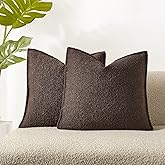 JUSPURBET Brown Decorative Pillow Covers 20x20 Set of 2 Throw Pillow Covers for Couch Sofa Bed Cozy Boucle Textured Cushion Covers Cases with Hidden Zipper for Living Room Home Decor