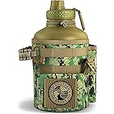 Combat Canteen - 64oz Insulated Water Bottle with Paracord Handle, Stainless Steel Water Jug with Rugged Pockets for Keys, Wallet & Phone - Green Digital